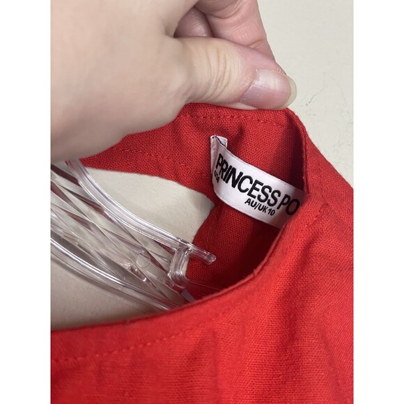 Lilitina Open Back Cotton & Linen Tank Red Princess Polly EUC 6 Small - Picture 3 of 5